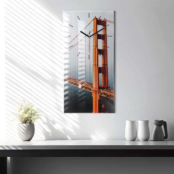Vertikální skleněné hodiny Most Golden Gate