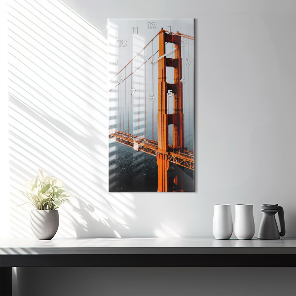 Vertikální skleněné hodiny Most Golden Gate