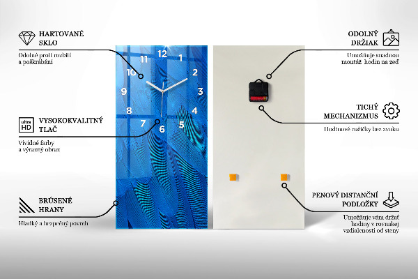 Vertikální skleněné hodiny Jezero a hory Pyrenejí