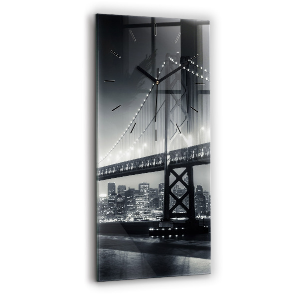 Vertikální skleněné hodiny Noční most v San Franciscu