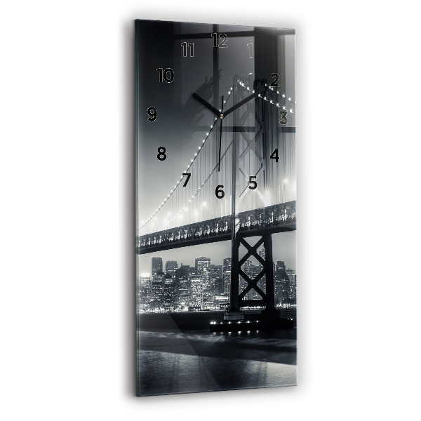 Vertikální skleněné hodiny Noční most v San Franciscu