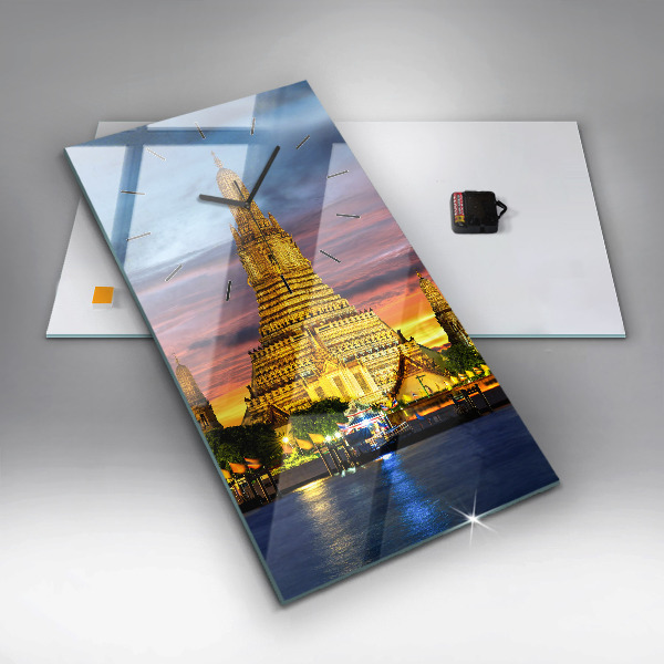 Vertikální skleněné hodiny Chrám v Bangkoku Thajsko