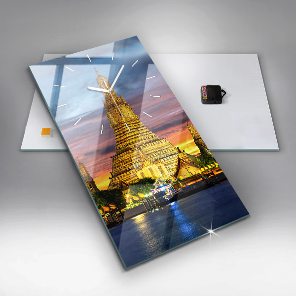 Vertikální skleněné hodiny Chrám v Bangkoku Thajsko