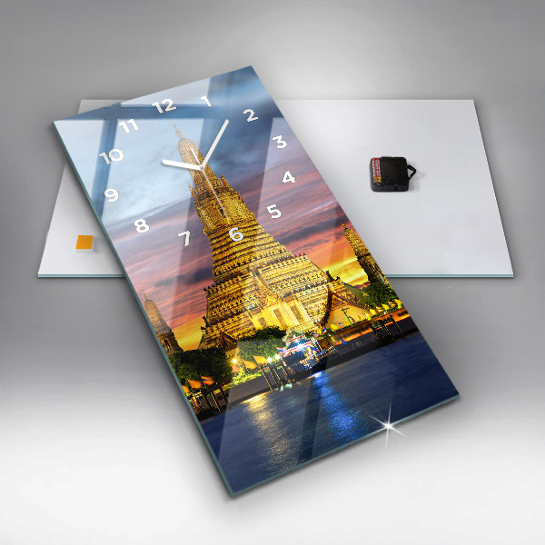 Vertikální skleněné hodiny Chrám v Bangkoku Thajsko