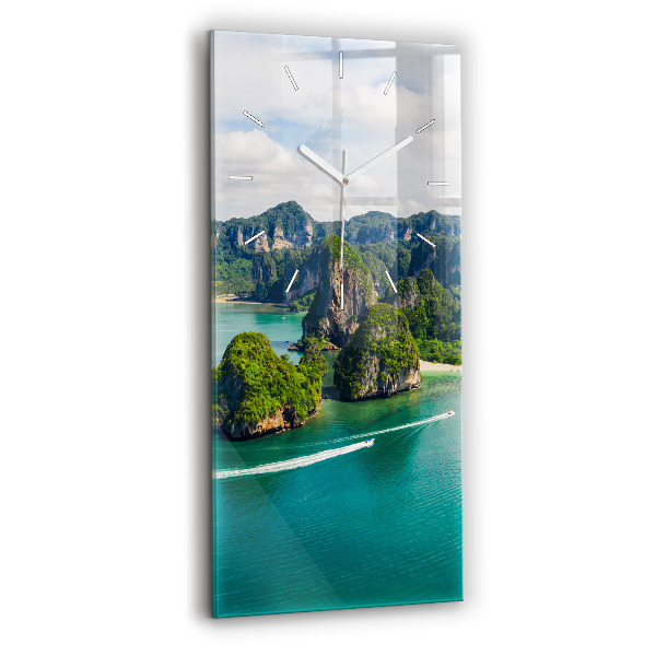 Vertikální skleněné hodiny Ostrov v Thajsku