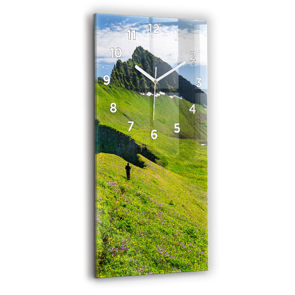 Vertikální skleněné hodiny Přírodní rezervace Hornstrandir Island