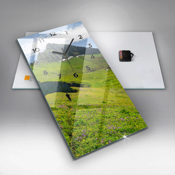 Vertikální skleněné hodiny Přírodní rezervace Hornstrandir Island