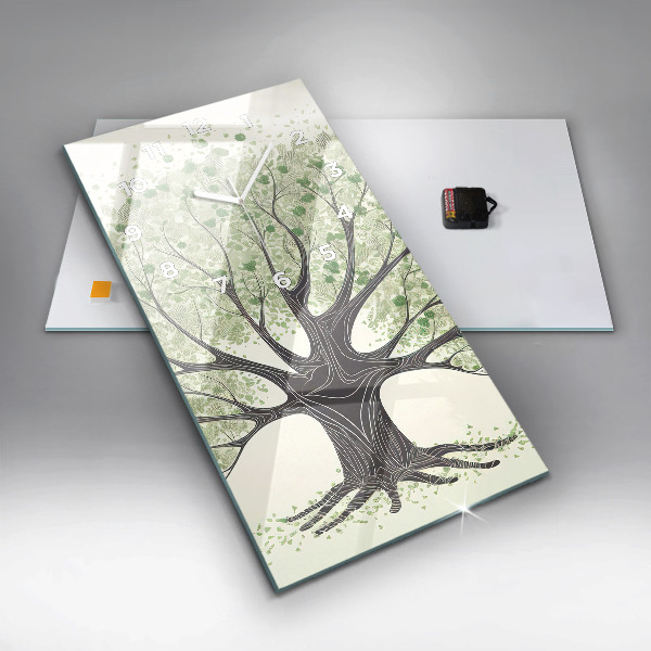 Vertikální nástěnné hodiny Velký strom příroda