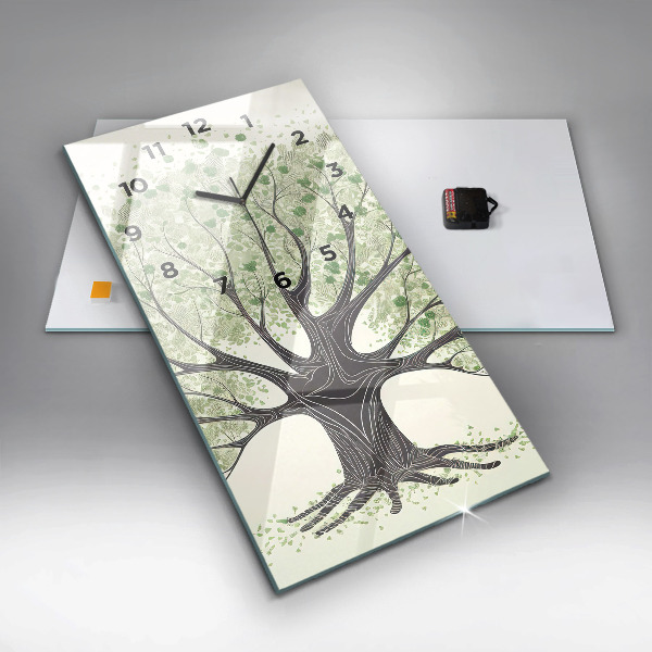 Vertikální nástěnné hodiny Velký strom příroda