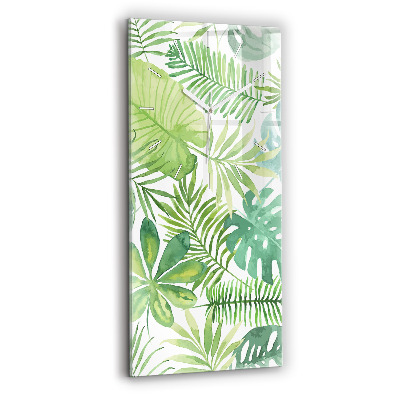 Vertikální skleněné hodiny Zelené listy