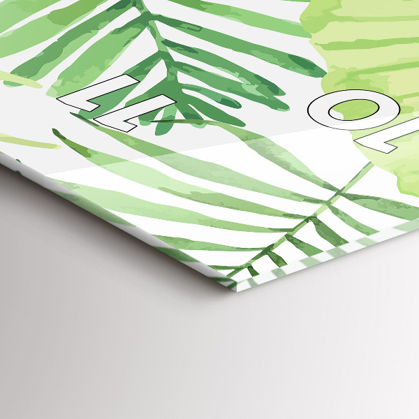 Vertikální skleněné hodiny Zelené listy