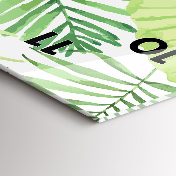 Vertikální skleněné hodiny Zelené listy