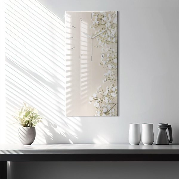 Vertikální skleněné hodiny Kvetoucí květy gypsophily