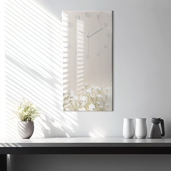 Vertikální skleněné hodiny Kvetoucí květy gypsophily
