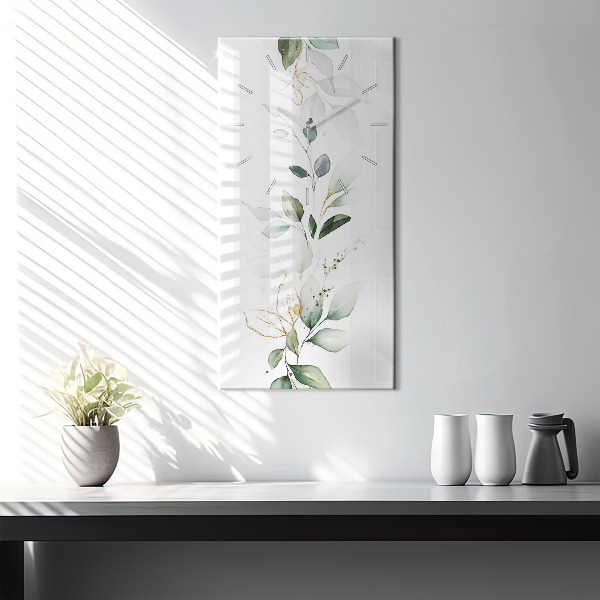 Vertikální skleněné hodiny Abstraktní listy