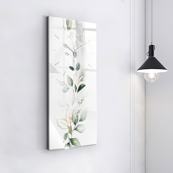 Vertikální skleněné hodiny Abstraktní listy