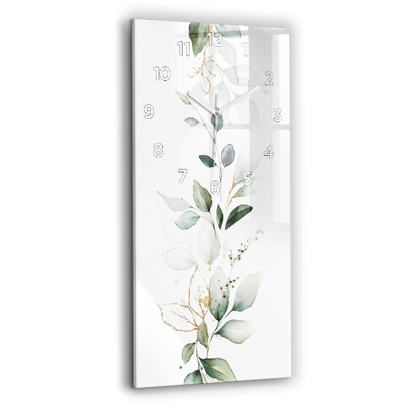 Vertikální skleněné hodiny Abstraktní listy