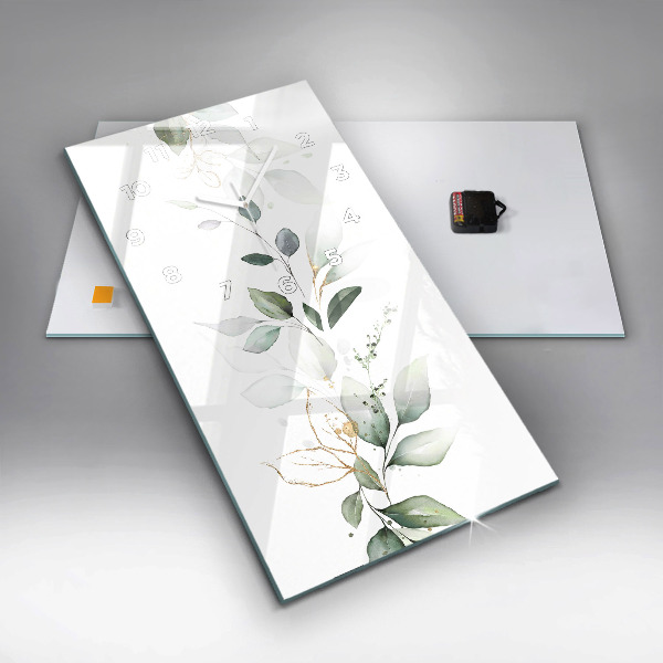 Vertikální skleněné hodiny Abstraktní listy