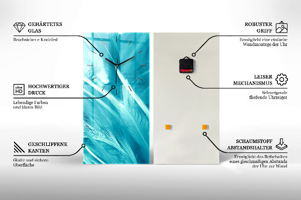 Vertikální skleněné hodiny Květy pivoňky