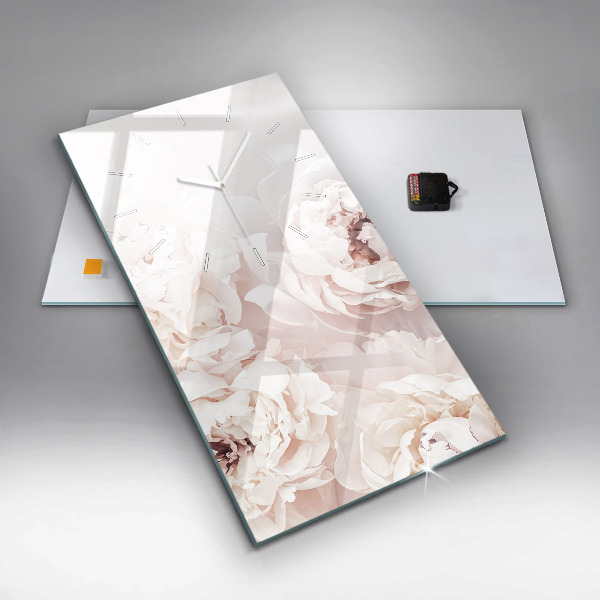 Vertikální skleněné hodiny Květy pivoňky