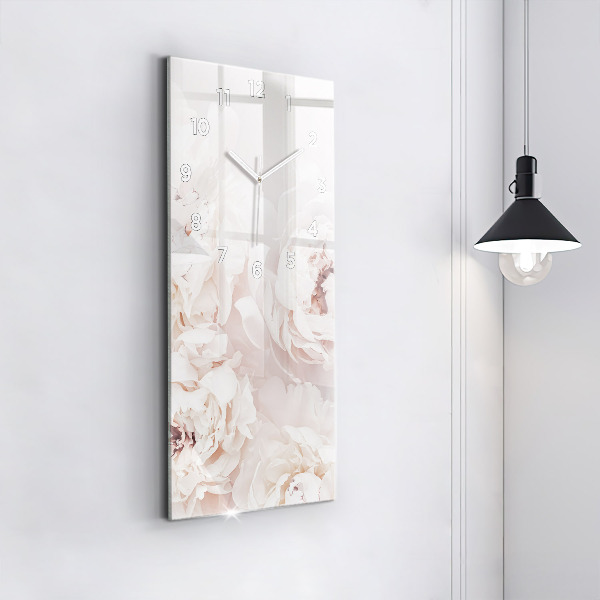 Vertikální skleněné hodiny Květy pivoňky