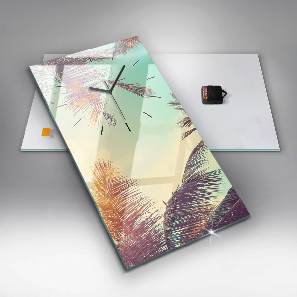 Vertikální skleněné hodiny Tropické palmy