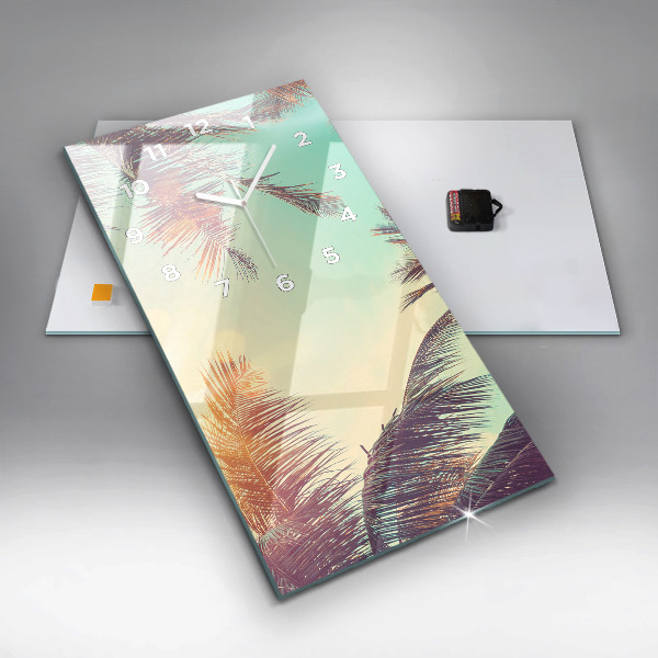 Vertikální skleněné hodiny Tropické palmy