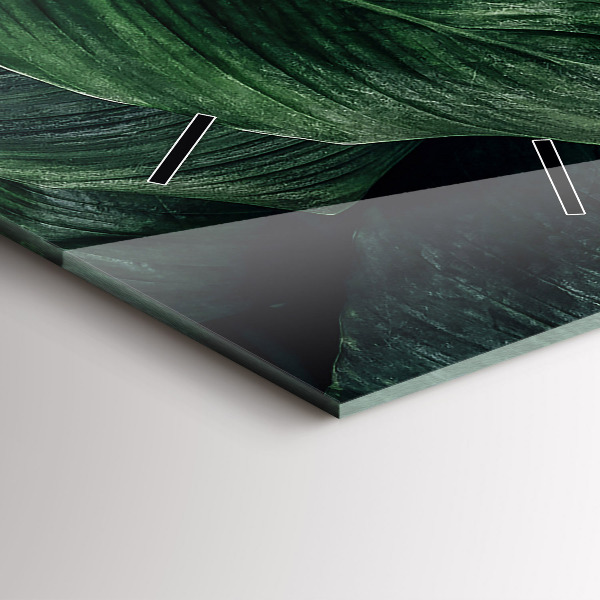 Vertikální skleněné hodiny Tropická monstera