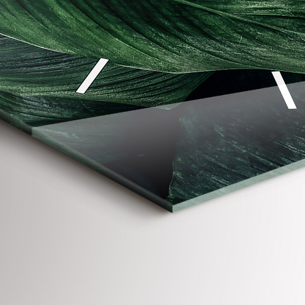 Vertikální skleněné hodiny Tropická monstera