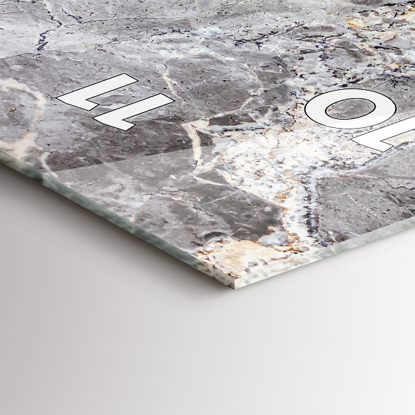 Vertikální skleněné hodiny Šedý žulový mramor