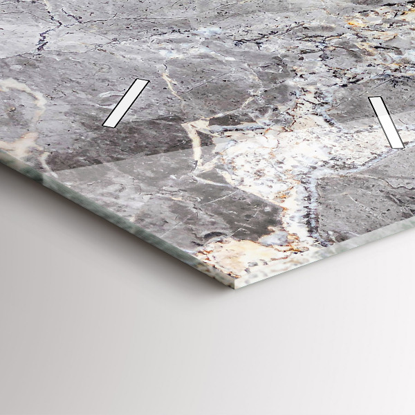 Vertikální skleněné hodiny Šedý žulový mramor