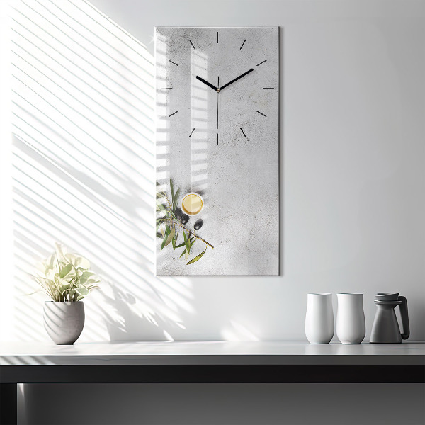 Vertikální skleněné hodiny Minimalistické olivy