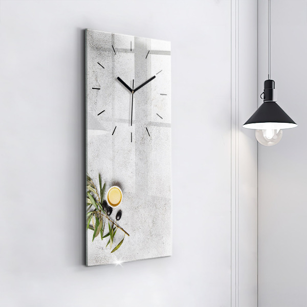 Vertikální skleněné hodiny Minimalistické olivy