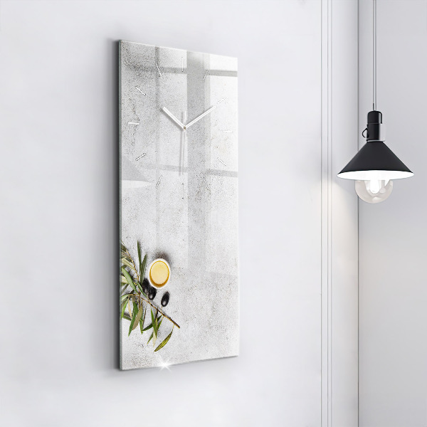 Vertikální skleněné hodiny Minimalistické olivy