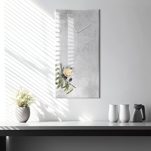 Vertikální skleněné hodiny Minimalistické olivy
