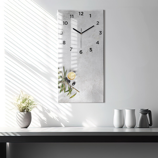 Vertikální skleněné hodiny Minimalistické olivy