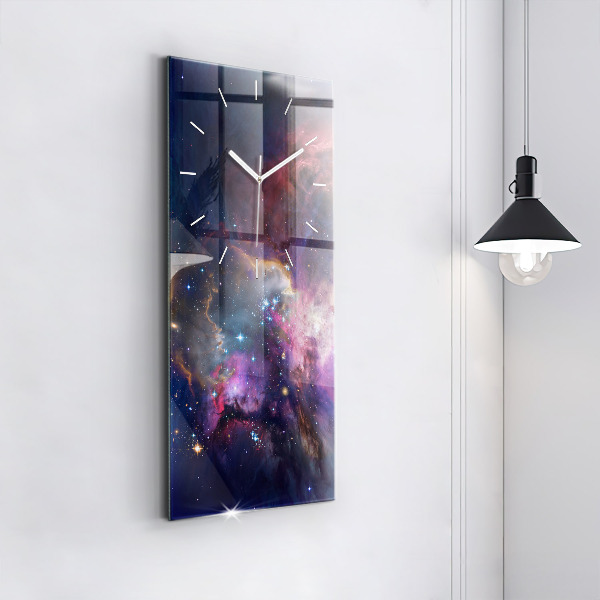 Vertikální skleněné hodiny Galaxie a hvězdy