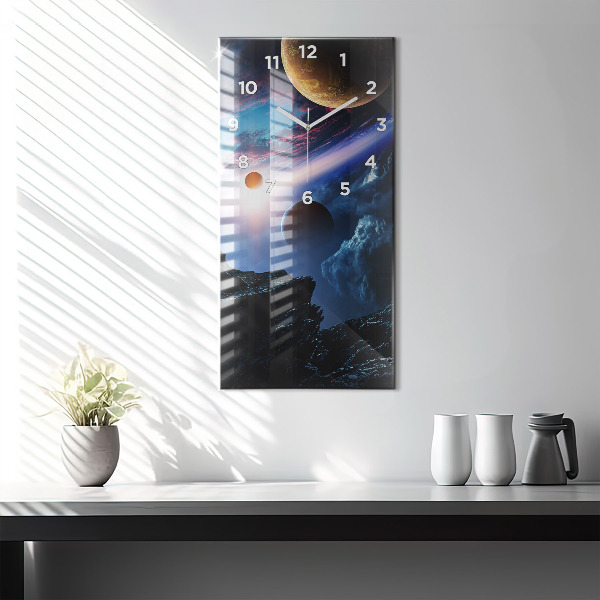 Vertikální skleněné hodiny Velká galaxie