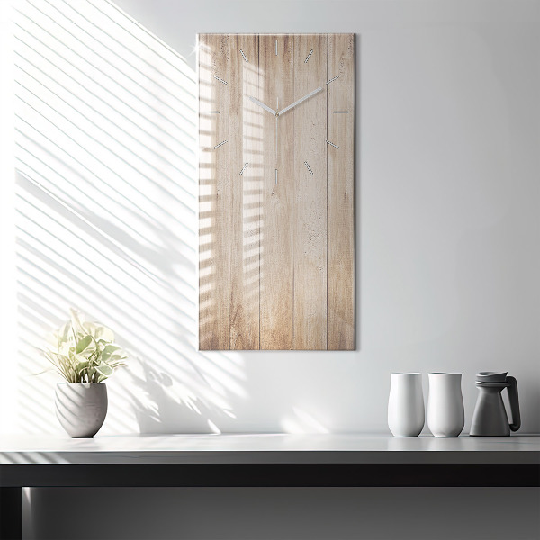Vertikální skleněné hodiny Dřevěná textura