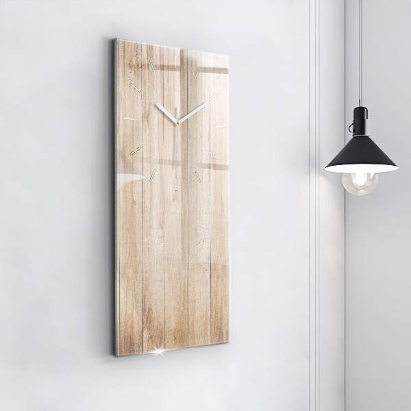 Vertikální skleněné hodiny Dřevěná textura