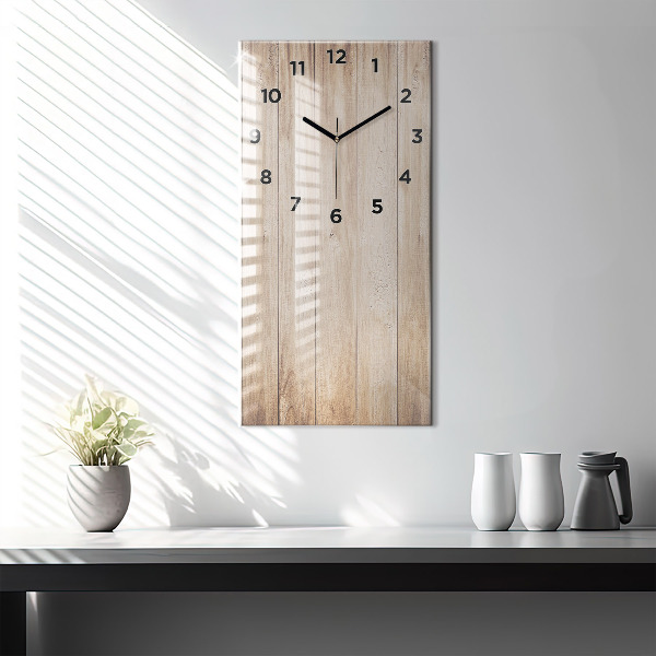 Vertikální skleněné hodiny Dřevěná textura