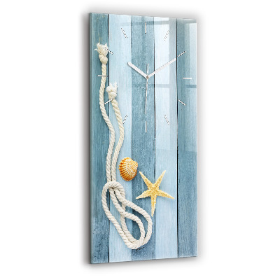 Vertikální skleněné hodiny Pruhy a mušle