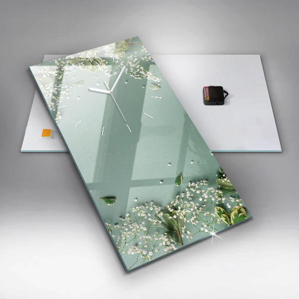 Vertikální skleněné hodiny Jemné květiny