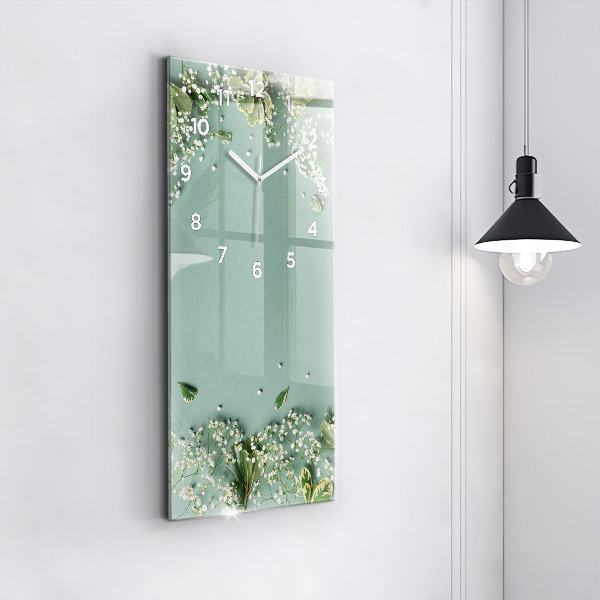 Vertikální skleněné hodiny Jemné květiny