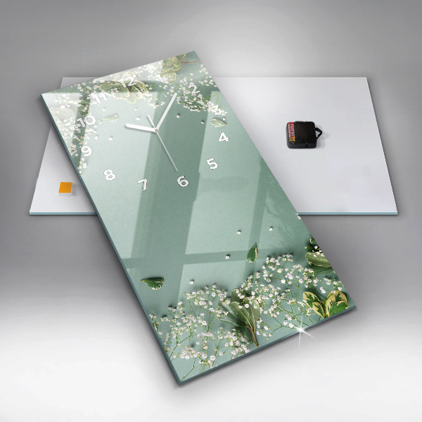 Vertikální skleněné hodiny Jemné květiny