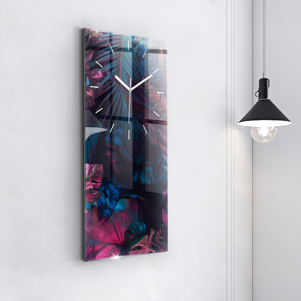 Vertikální skleněné hodiny Exotické květiny