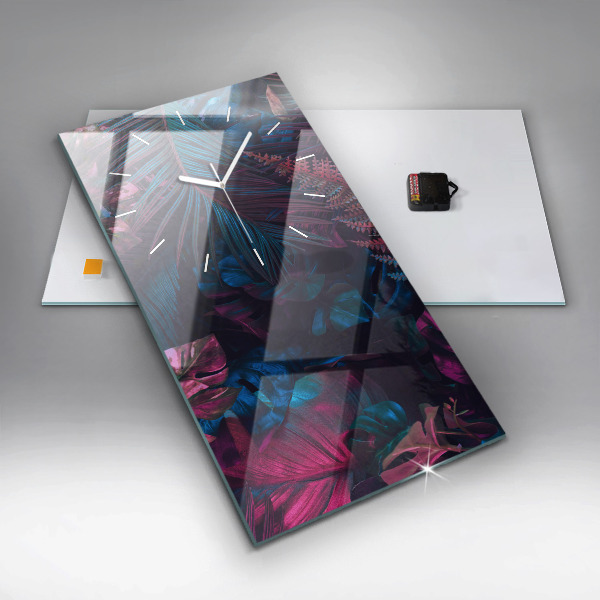 Vertikální skleněné hodiny Exotické květiny