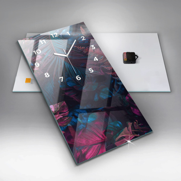 Vertikální skleněné hodiny Exotické květiny