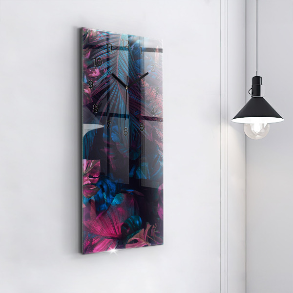 Vertikální skleněné hodiny Exotické květiny