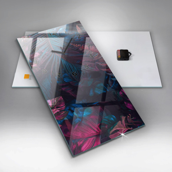 Vertikální skleněné hodiny Exotické květiny